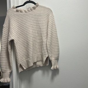 Off white scalloped neck sweater